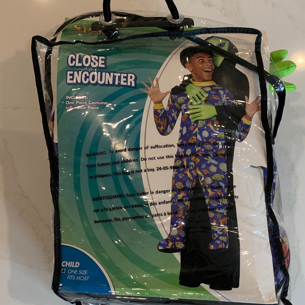 Spirit Green Alien Hooded Costume with Blue Space-Print Onesie